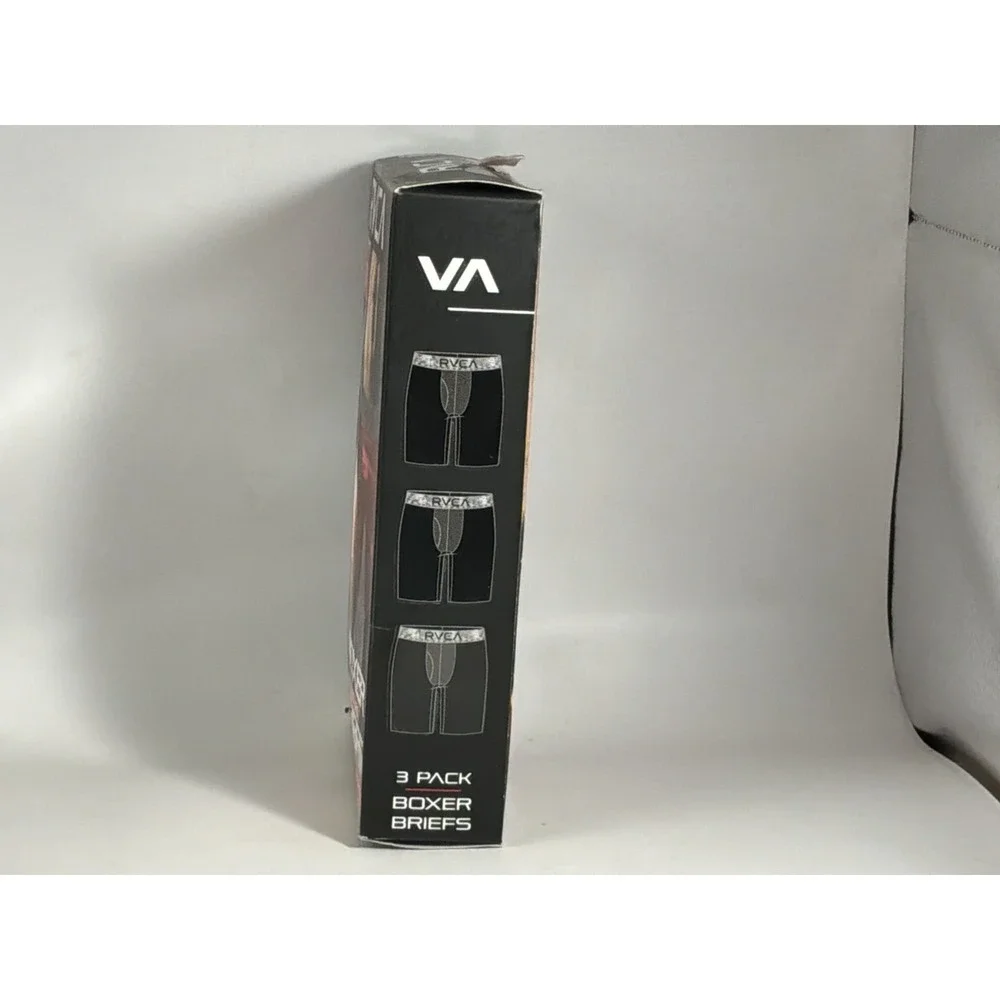 RVCA Men's M Boxer Long Leg Briefs3 Pack Black Performance Microfiber